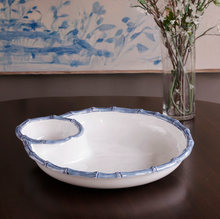 Load image into Gallery viewer, Beatriz Ball- VIDA Bamboo Large Chip & Dip Bowl (Blue & White)