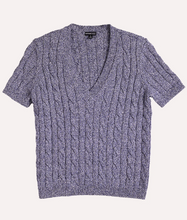 Load image into Gallery viewer, Minnie Rose Sparkle Cotton Blend Cable Short Sleeve V