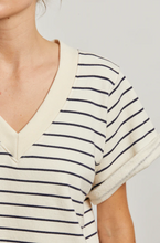 Load image into Gallery viewer, Perfectwhitetee- Briggs Stripe Short Sleeve Sweatshirt