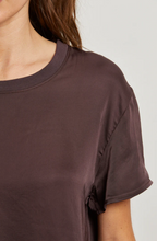 Load image into Gallery viewer, Perfectwhitetee- Satin Crew Tee in Cocoa