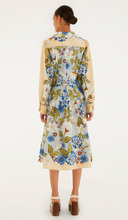 Load image into Gallery viewer, Farm Rio Garden Scarf Blue Long Sleeve Midi Dress