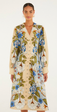 Load image into Gallery viewer, Farm Rio Garden Scarf Blue Long Sleeve Midi Dress