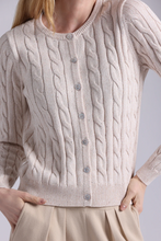 Load image into Gallery viewer, Minnie Rose Sparkle Cotton Blend Cable Long Sleeve Cardigan