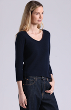 Load image into Gallery viewer, Minnie Rose Southern Cashmere V Neck with Rolled Trims
