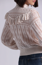 Load image into Gallery viewer, Minnie Rose Cotton Blend Mock Neck Lace Top