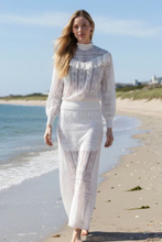Load image into Gallery viewer, Minnie Rose Cotton Blend Mock Neck Lace Top