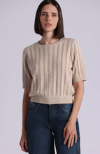 Load image into Gallery viewer, Minnie Rose Sparkle Cotton Cashmere Short Sleeve Crew With Pointelle