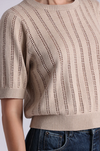 Load image into Gallery viewer, Minnie Rose Sparkle Cotton Cashmere Short Sleeve Crew With Pointelle
