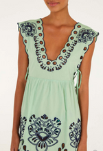 Load image into Gallery viewer, Farm Rio- Tropi Faded Green Embroidery Dress
