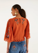 Load image into Gallery viewer, Farm Rio- Orange Boho Embroidered Blouse