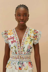 Farm Rio - Greek Garden Smocked Blouse