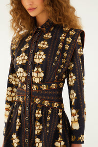 Farm Rio - Embroidered Flowers Long Sleeve Dress