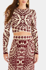 Farm Rio - Pineapple Love Burgundy Knit Top