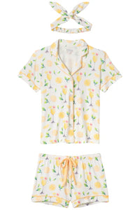 PJ Salvage - Mimosa Me Drink Print 3-piece PJ Short Set