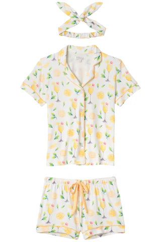 PJ Salvage - Mimosa Me Drink Print 3-piece PJ Short Set