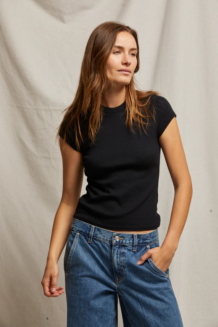 Perfect White Tee- Jude Ribbed Baby Tee
