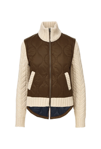 Veronica Beard Patra Knit-Sleeve Quilted Jacket