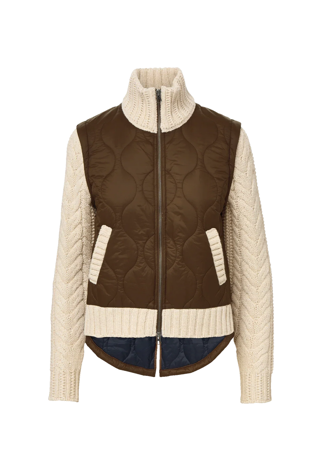 Veronica Beard Patra Knit-Sleeve Quilted Jacket