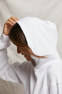 Perfect White Tee - Azalia Waffle Hoodie