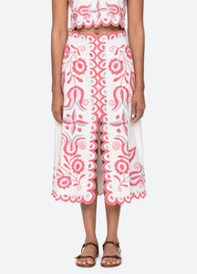 Sea New York- Eevi Embroidered Twill Midi Skirt
