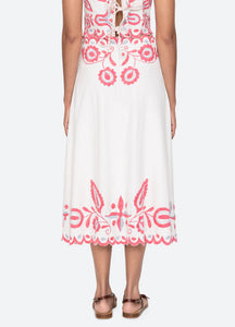 Sea New York- Eevi Embroidered Twill Midi Skirt