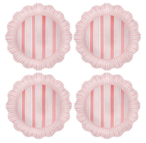 Juliska- Cabana Stripe Melamine Dinner Plate Set/4- Coral