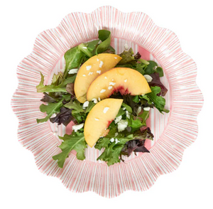Juliska- Cabana Stripe Melamine Dessert/Salad Plate Set/4 - Coral
