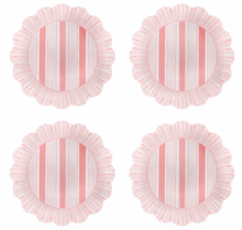 Load image into Gallery viewer, Juliska- Cabana Stripe Melamine Dessert/Salad Plate Set/4 - Coral

