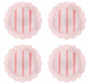 Juliska- Cabana Stripe Melamine Dessert/Salad Plate Set/4 - Coral
