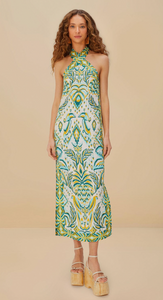 Farm Rio- Off-White Tropical Tapestry Linen Maxi Dress