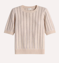 Load image into Gallery viewer, Minnie Rose Sparkle Cotton Cashmere Short Sleeve Crew With Pointelle

