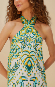 Farm Rio- Off-White Tropical Tapestry Linen Maxi Dress