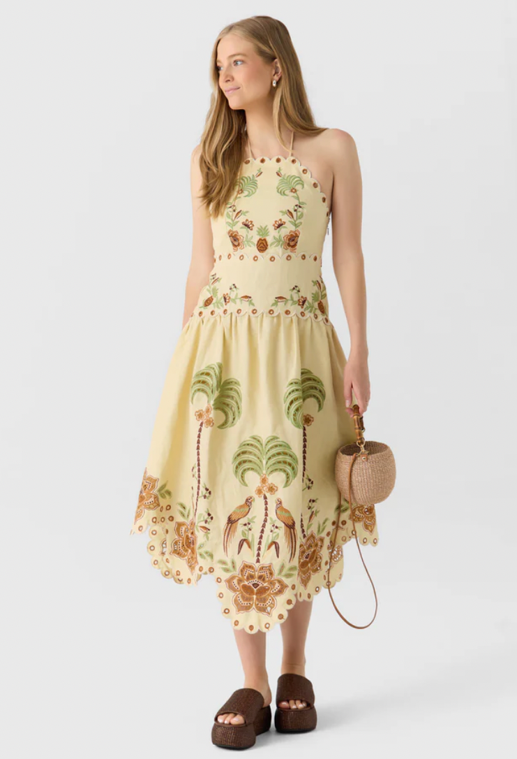 Farm Rio- Delicate Forest Midi Dress