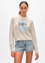 Load image into Gallery viewer, White and Warren- Cashmere Sardine Embroidered Crew

