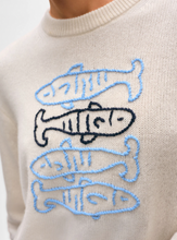 Load image into Gallery viewer, White and Warren- Cashmere Sardine Embroidered Crew
