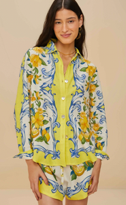 Farm Rio- Sicily Scarf Off-White Shirt