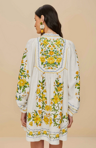 Farm Rio- Sicily Off-White Mini Dress