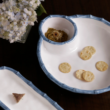 Load image into Gallery viewer, Beatriz Ball- VIDA Bamboo Large Chip &amp; Dip Bowl (Blue &amp; White)
