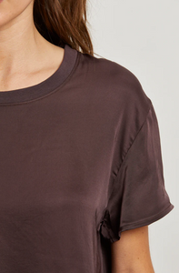 Perfectwhitetee- Satin Crew Tee in Cocoa