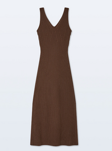 White & Warren- Cashmere Blend Ribbed Midi Dress