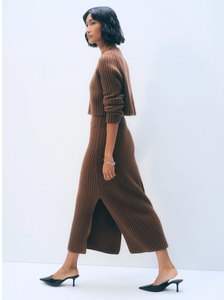White & Warren- Cashmere Blend Cropped Ribbed Crew