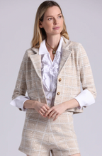 Load image into Gallery viewer, Minnie Rose Viscose Tweed Shrunken Blazer-Brown Sugar
