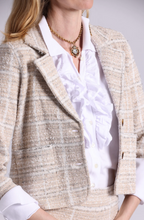 Load image into Gallery viewer, Minnie Rose Viscose Tweed Shrunken Blazer-Brown Sugar
