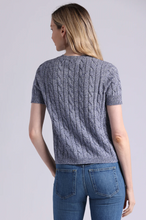 Load image into Gallery viewer, Minnie Rose Sparkle Cotton Blend Cable Short Sleeve V
