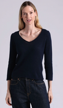 Load image into Gallery viewer, Minnie Rose Southern Cashmere V Neck with Rolled Trims
