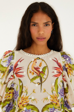 Load image into Gallery viewer, Farm Rio Tropical Scarf Sand Green Blouse
