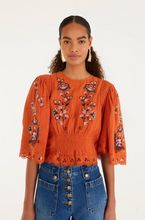 Load image into Gallery viewer, Farm Rio- Orange Boho Embroidered Blouse
