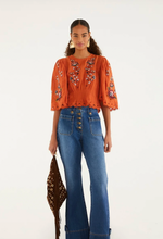 Load image into Gallery viewer, Farm Rio- Orange Boho Embroidered Blouse
