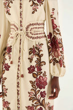 Load image into Gallery viewer, Farm Rio - Renata Floral Sand Long Sleeve Midi Dress
