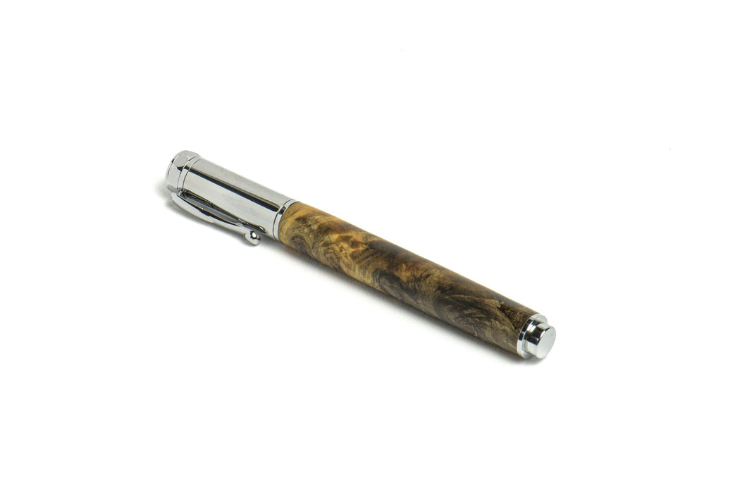 Roots & Jones - Buckeye Burl Magnetic Rollerball (Chrome)